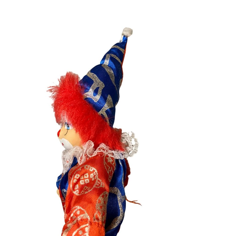 Clown Doll with Red Hair and red/ blue outfit - Picture 6 of 16